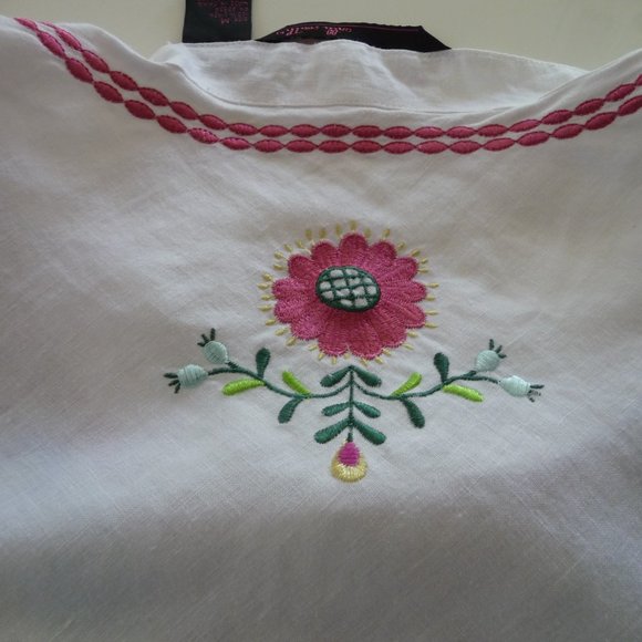 WILLI SMITH TRENDY BOHEMIAN HIPPIE PEASANT LINEN BLOUSE WITH EMBROIDERY SIZE M - Picture 6 of 7